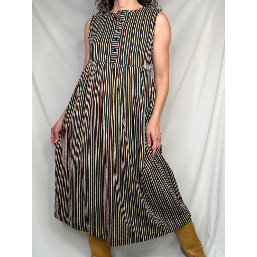 Ace & Jig Cliff Dress Fete Rainbow Stripe Cotton Midi Sleeveless Colorful M - Picture 14 of 14